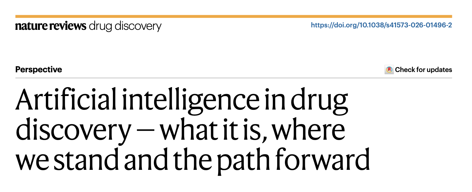 Nature Reviews Drug Discovery article on AI in drug discovery